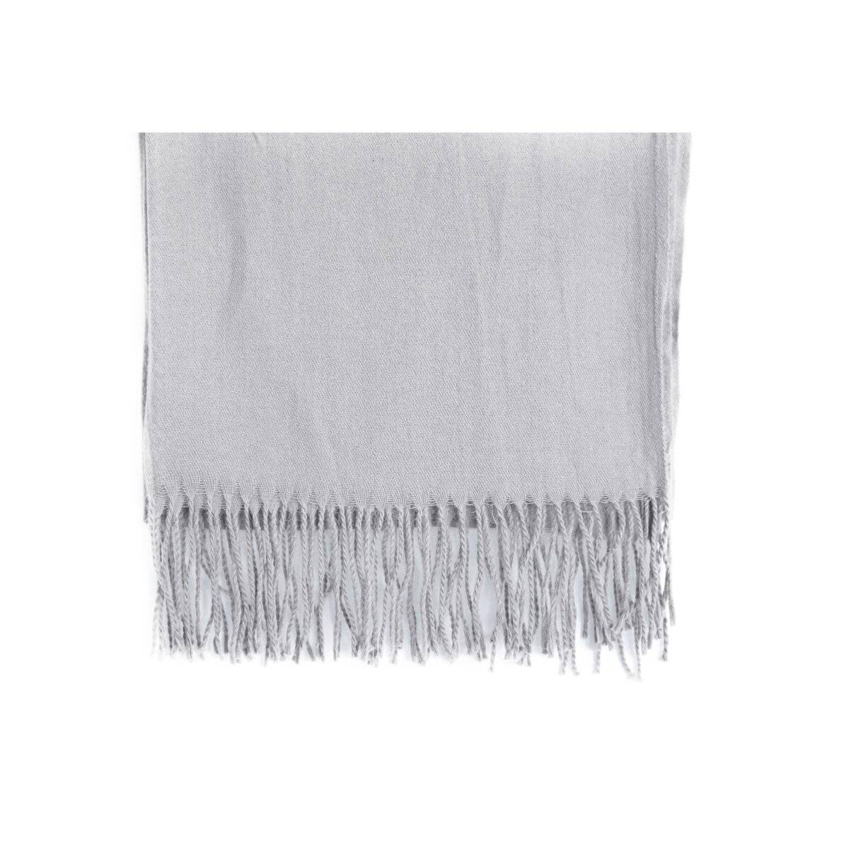 Eleganter Modeschal mit Fransen- Halstuch für Damen 75x180 cm Hellgrau