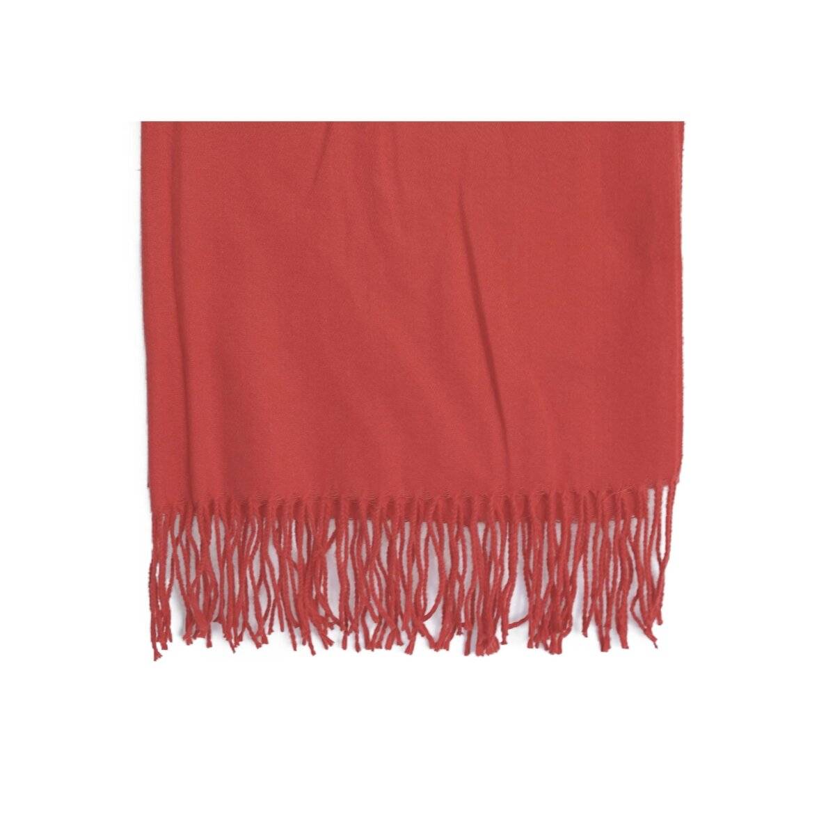 Eleganter Modeschal mit Fransen- Halstuch für Damen 75x180 cm Korallrot