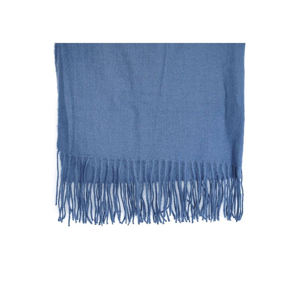 Eleganter Modeschal mit Fransen- Halstuch für Damen 75x180 cm Smokeblau