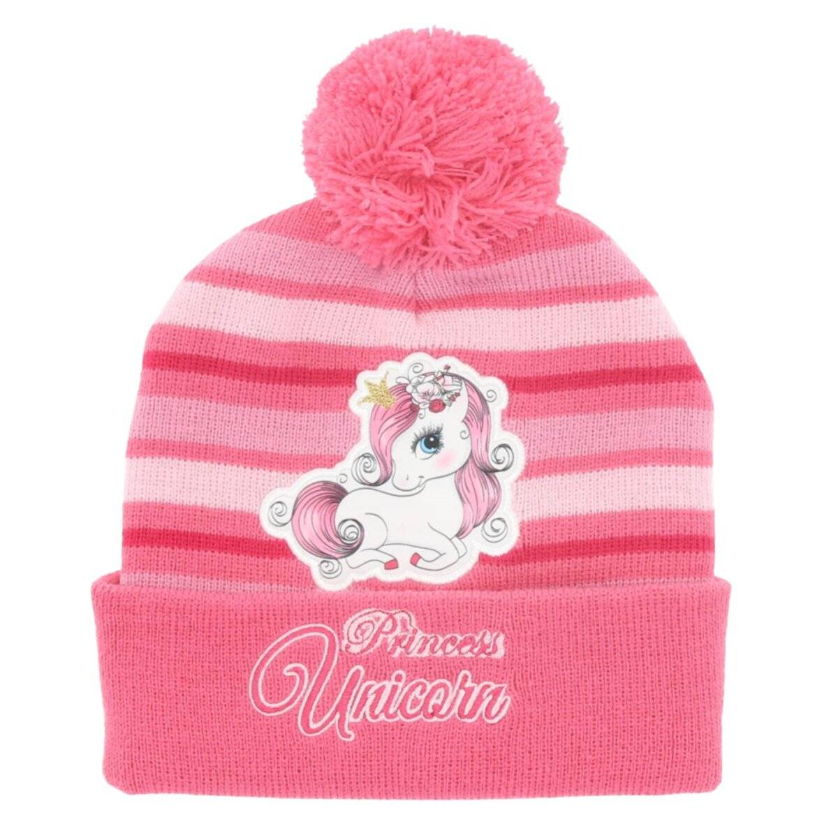 Unicorn Bommel-Mütze – Warme Wintermütze für Kinder Onesize Rosa