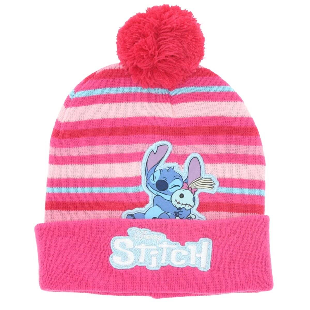 Lilo & Stitch Bommel-Mütze – Warme Wintermütze für Kinder Onesize Pink
