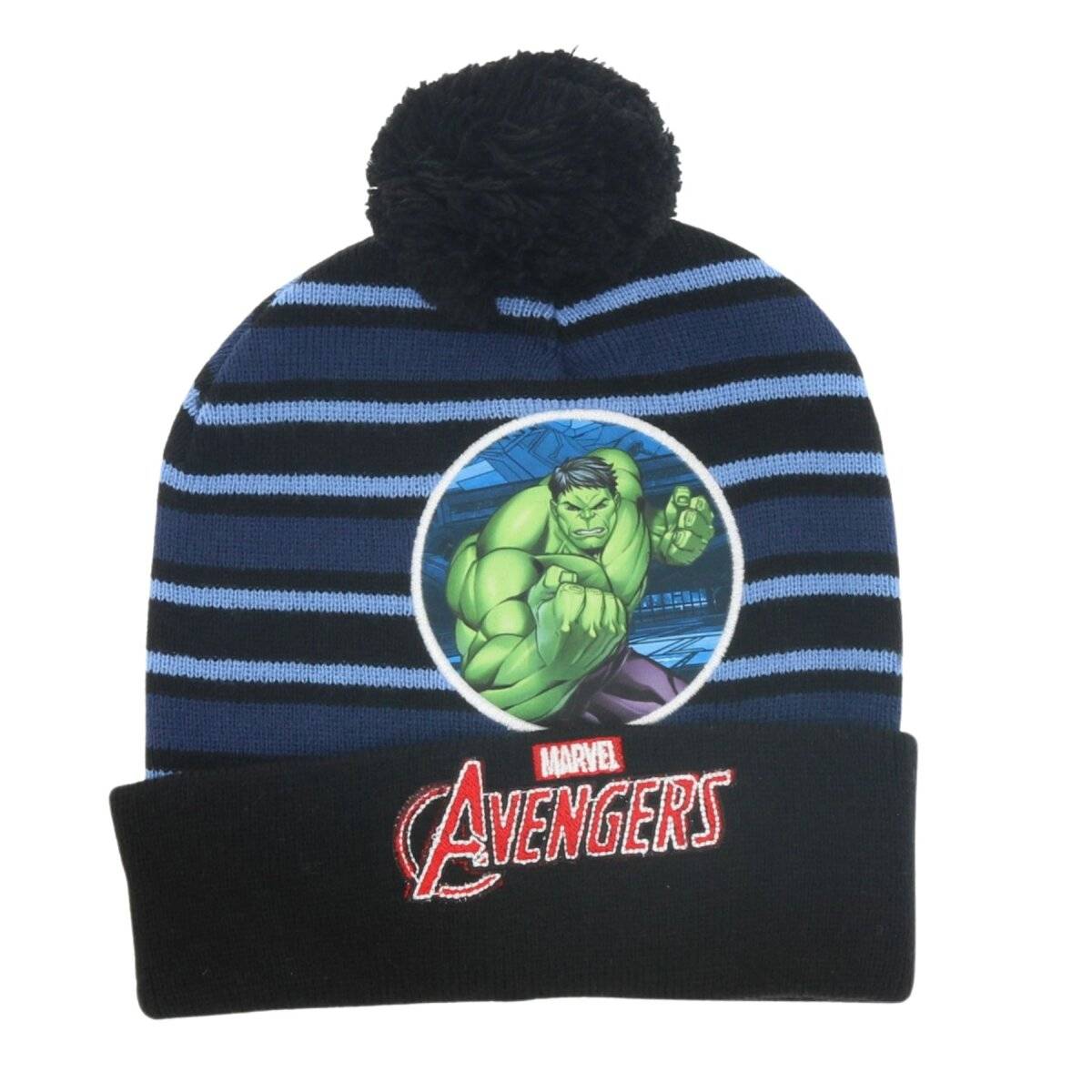 Avengers Wintermütze mit Bommel – Coole Onesize Mütze für Kinder Schwarz