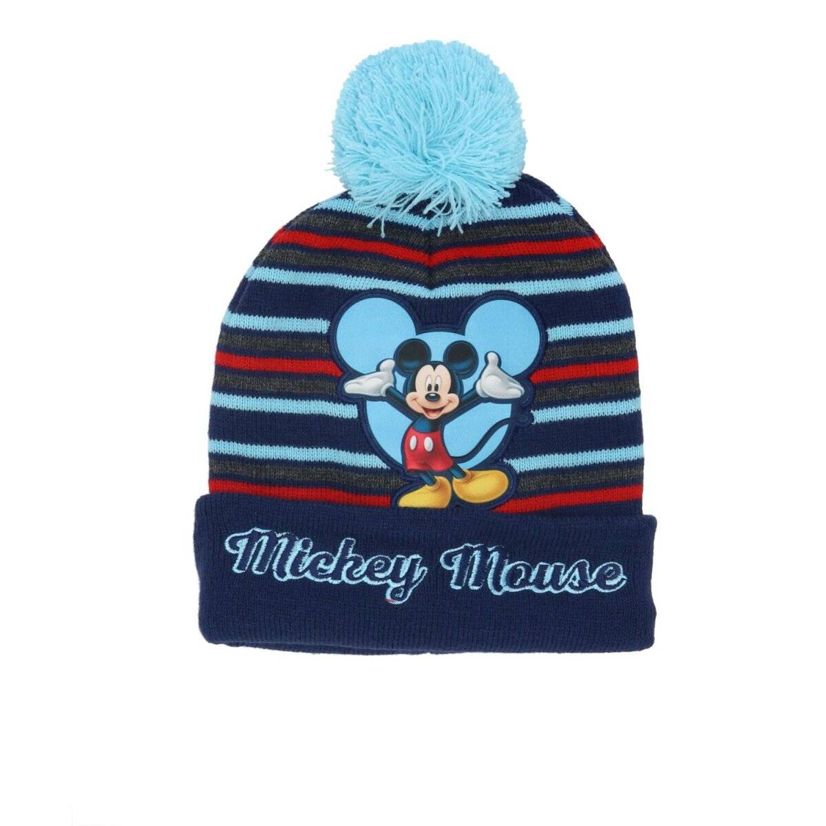 Disney Mickey Mouse Wintermütze für Kinder Kuschelig und modisch mit Bommel Hellblau Bommel