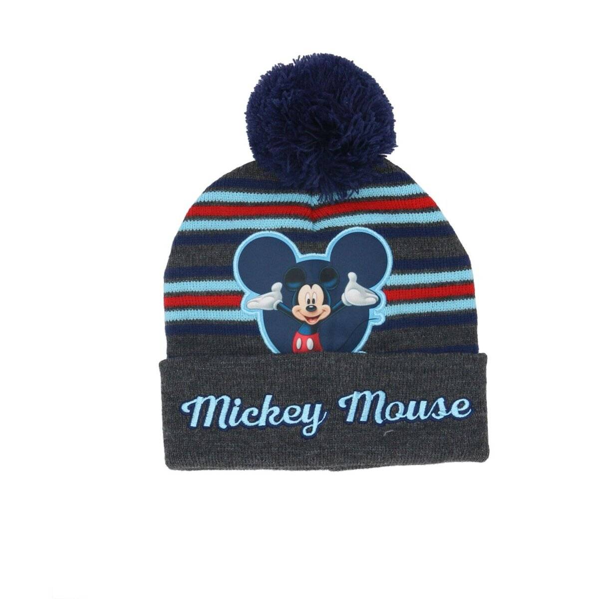 Disney Mickey Mouse Wintermütze für Kinder Kuschelig und modisch mit Bommel Dunkelblau Bommel