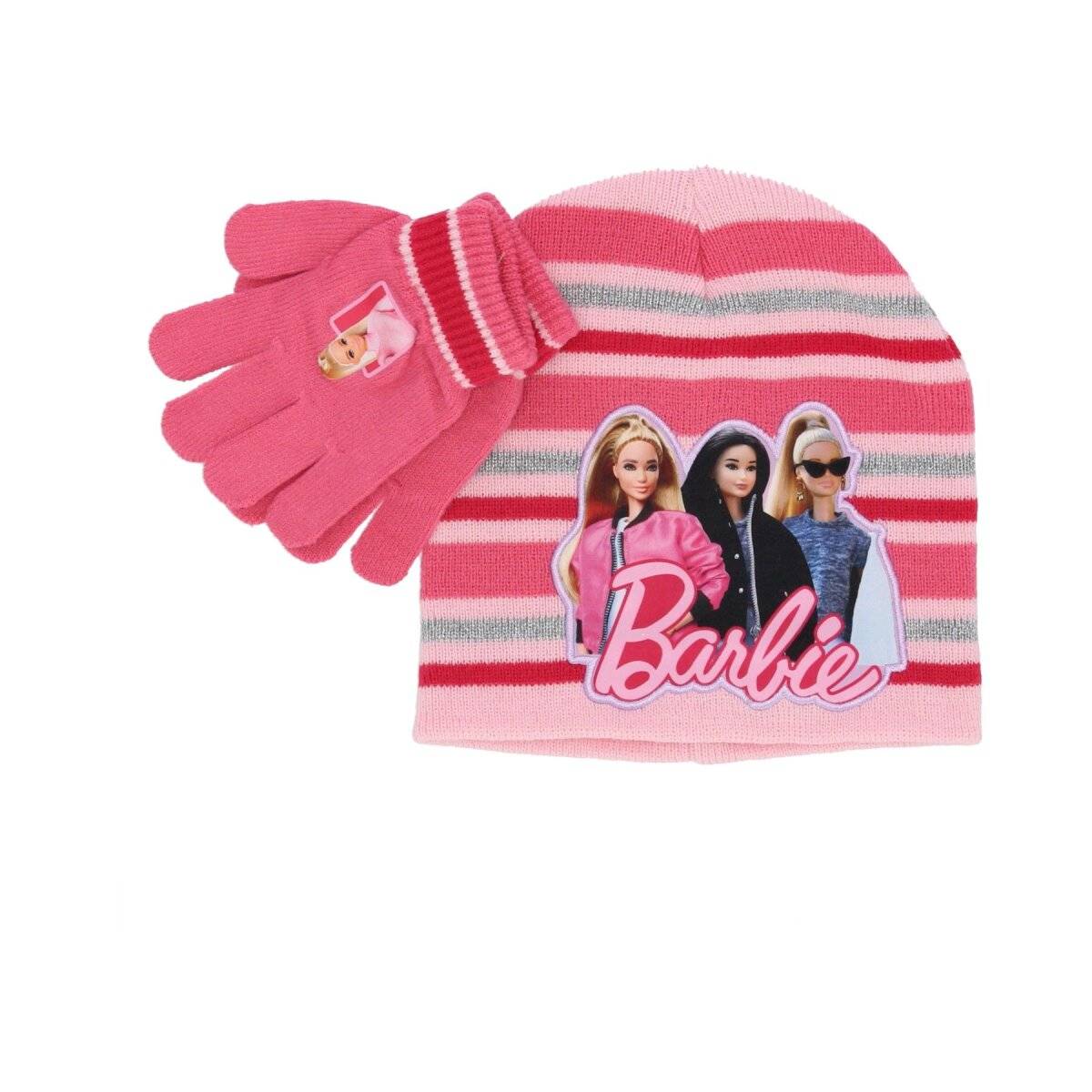 Barbie Winter-Set Mütze und Handschuhe für kleine Modefans Rosa