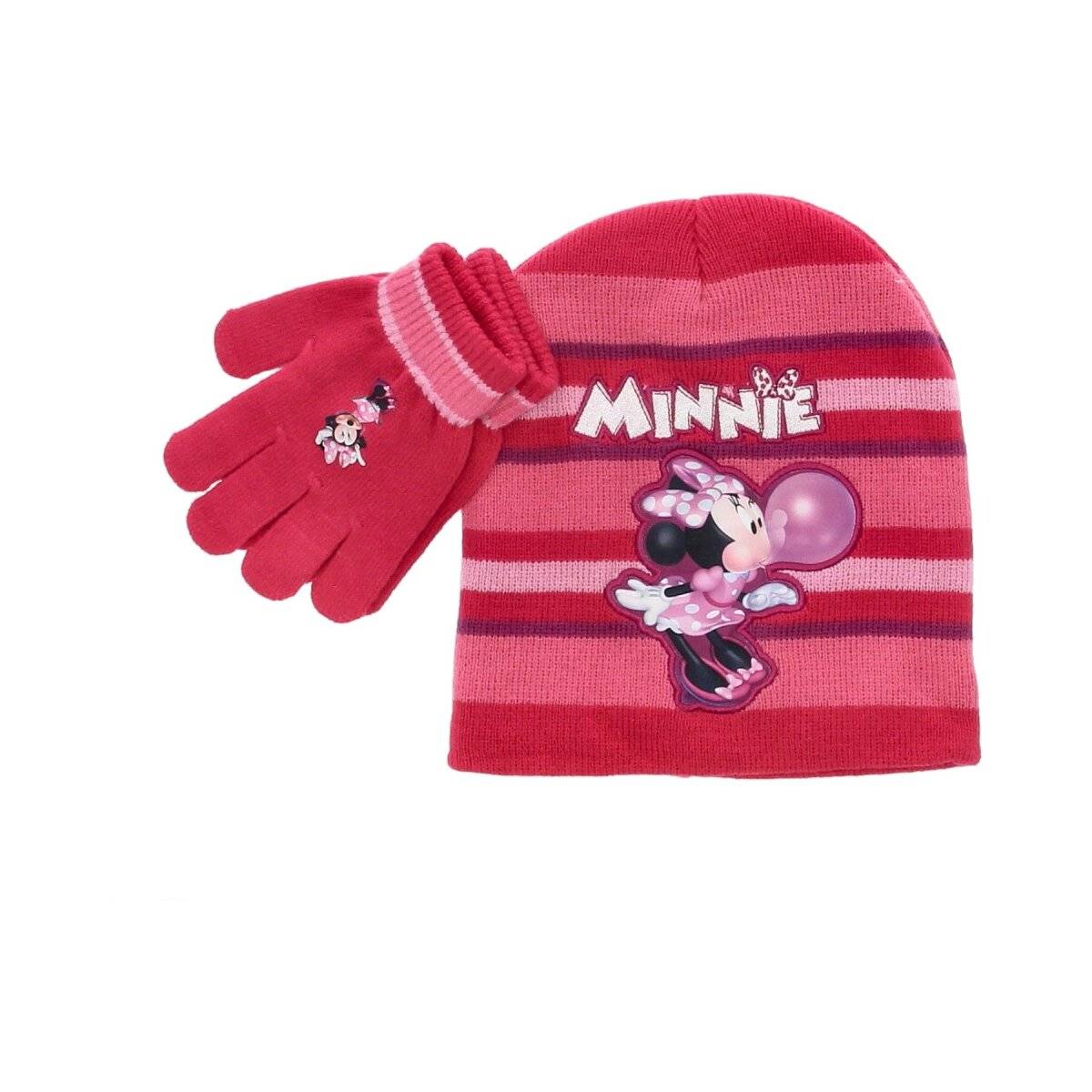 Minnie Mouse Winterset Mütze und Handschuhe für Kinder Dunkelrosa