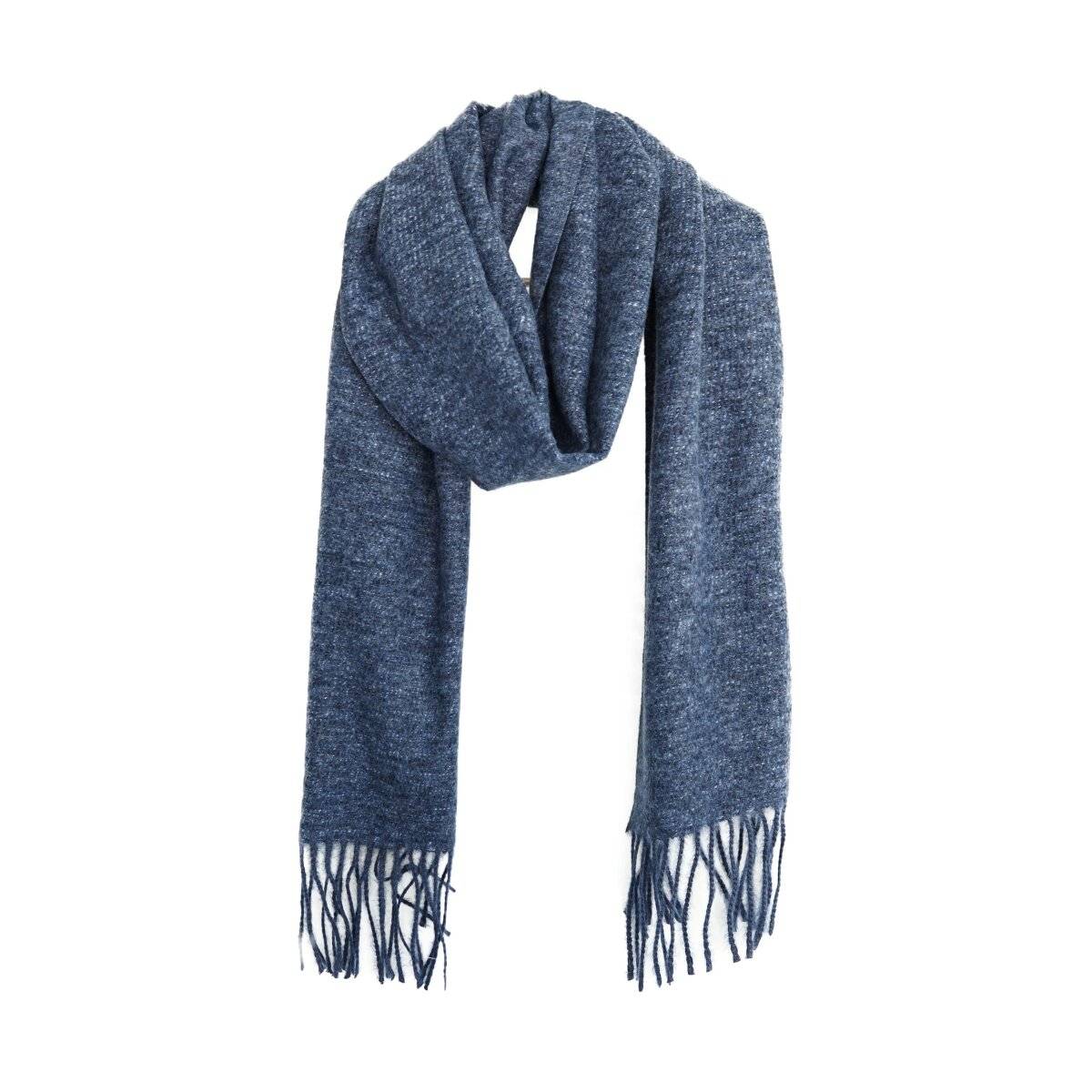 Moderner Schal 220x30 cm für Unisex mit Fransen - einfarbig, wärmend & stillvoll Dunkelblau