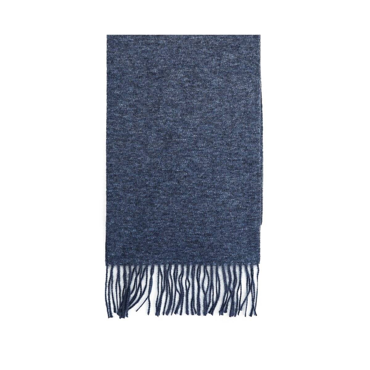 Moderner Schal 220x30 cm für Unisex mit Fransen - einfarbig, wärmend & stillvoll Dunkelblau