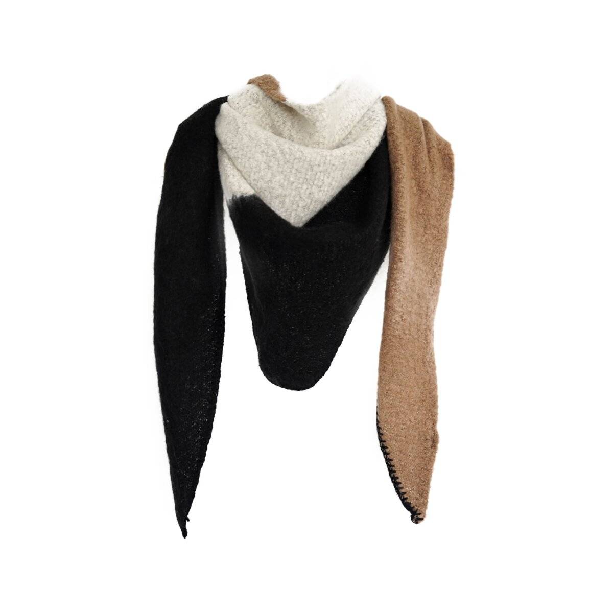 Modischer Dreiecksschal für Damen, XXL Schal 220x100 cm - komfortabel & langlebig Braun/Schwarz