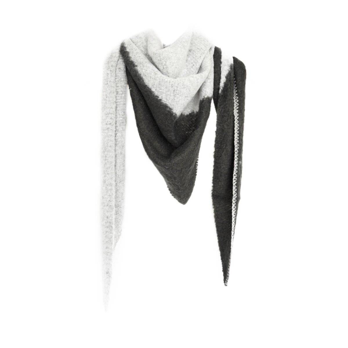 Modischer Dreiecksschal für Damen, XXL Schal 220x100 cm - komfortabel & langlebig Grau/Anthrazit