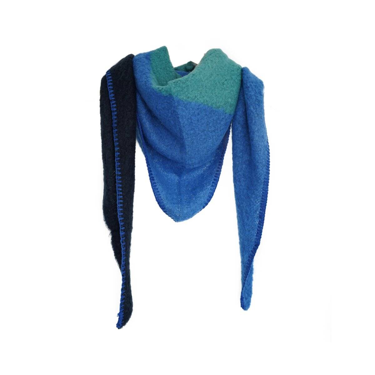 Modischer Dreiecksschal für Damen, XXL Schal 220x100 cm - komfortabel & langlebig Grün/Blau