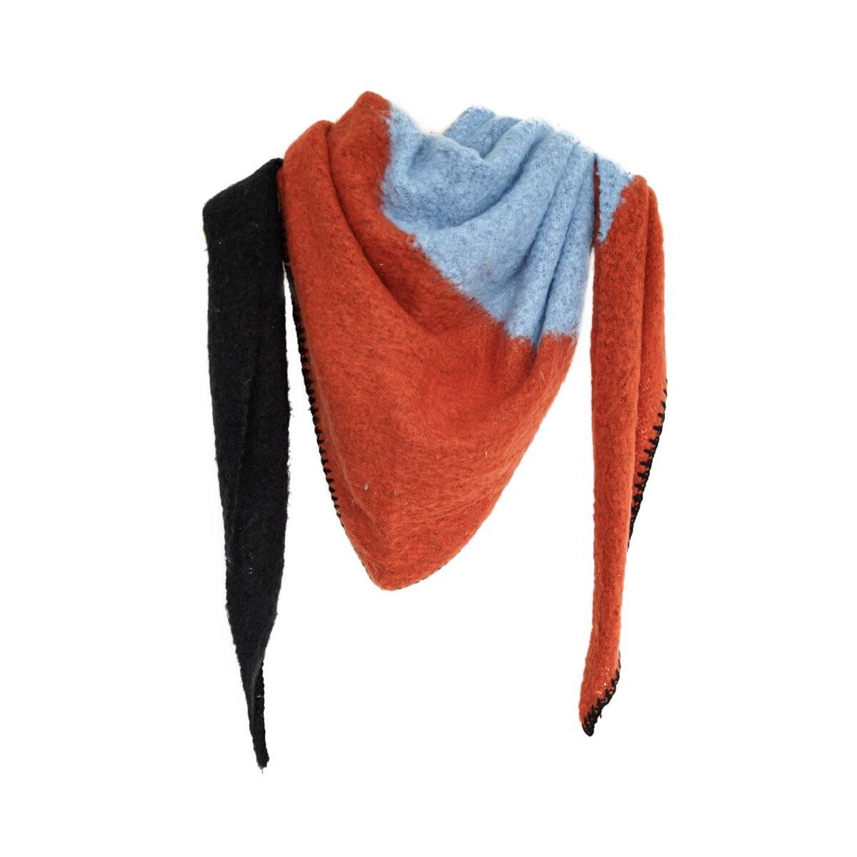 Modischer Dreiecksschal für Damen, XXL Schal 220x100 cm - komfortabel & langlebig Orange/Blau