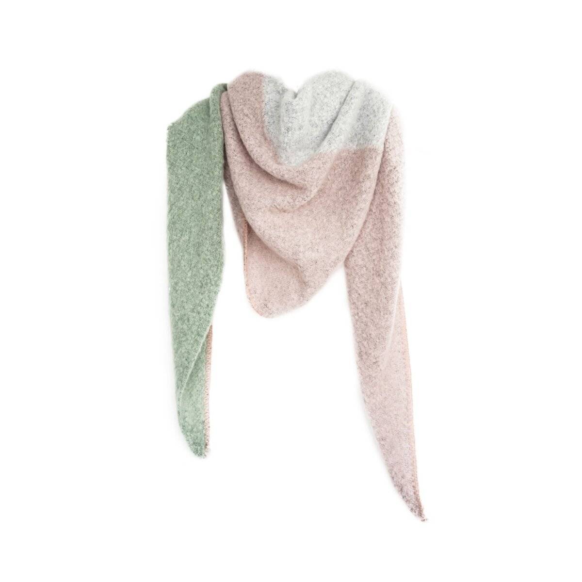 Modischer Dreiecksschal für Damen, XXL Schal 220x100 cm - komfortabel & langlebig Rosa/Grün