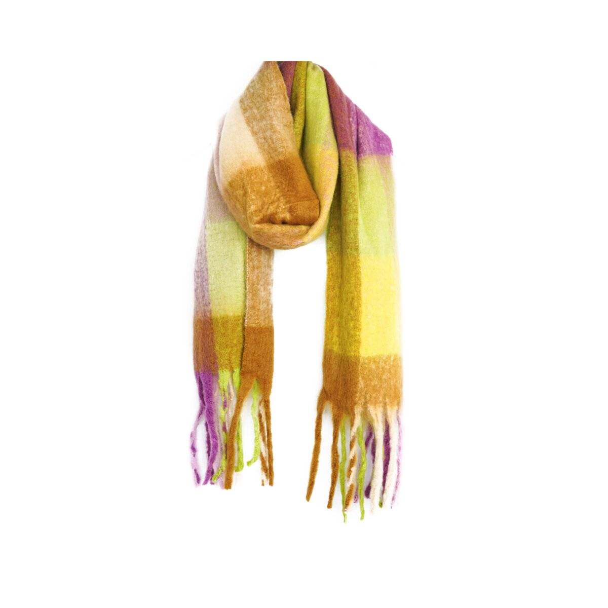 XXL Schal mit Karomuster - stylischer Modeschal mit Fransen 42x210 cm Motiv 4