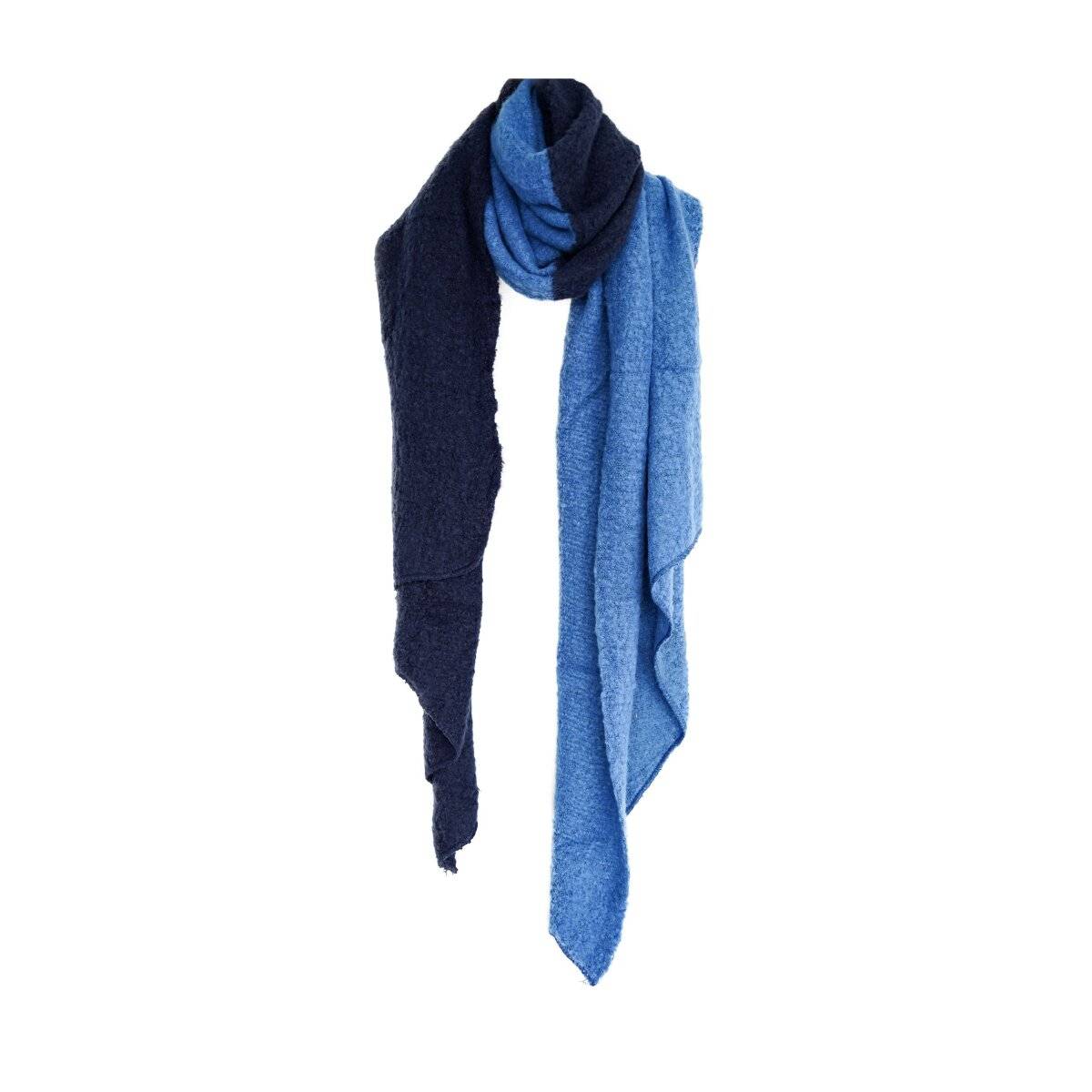 Zweifarbiger XXL Schal 200x70 cm ideal für kalte Winter- und Herbsttage Blau/Dunkelblau