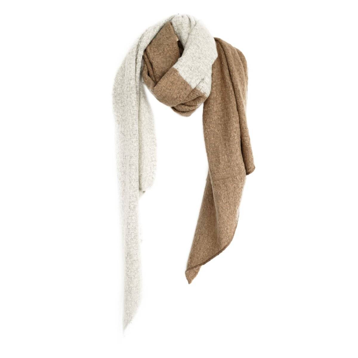 Zweifarbiger XXL Schal 200x70 cm ideal für kalte Winter- und Herbsttage Braun/Creme