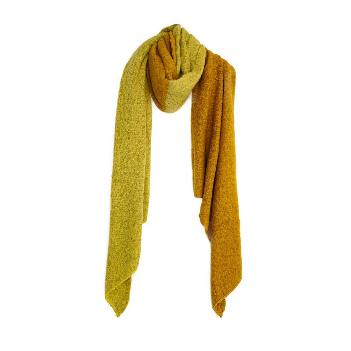 Zweifarbiger XXL Schal 200x70 cm ideal für kalte Winter- und Herbsttage Gelb/Senfgelb