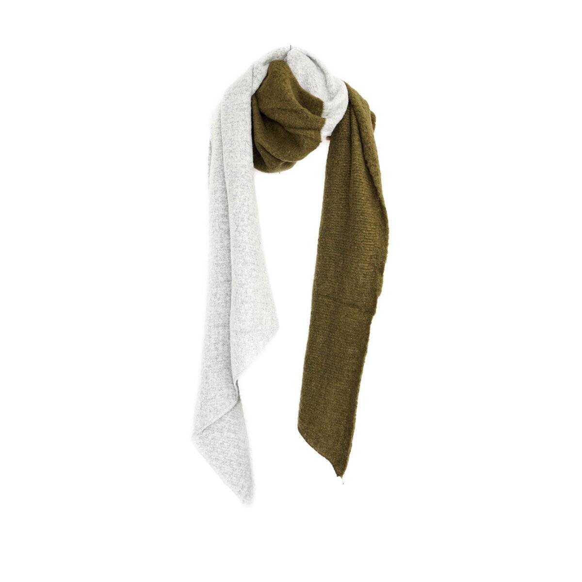 Zweifarbiger XXL Schal 200x70 cm ideal für kalte Winter- und Herbsttage Khaki/Grau