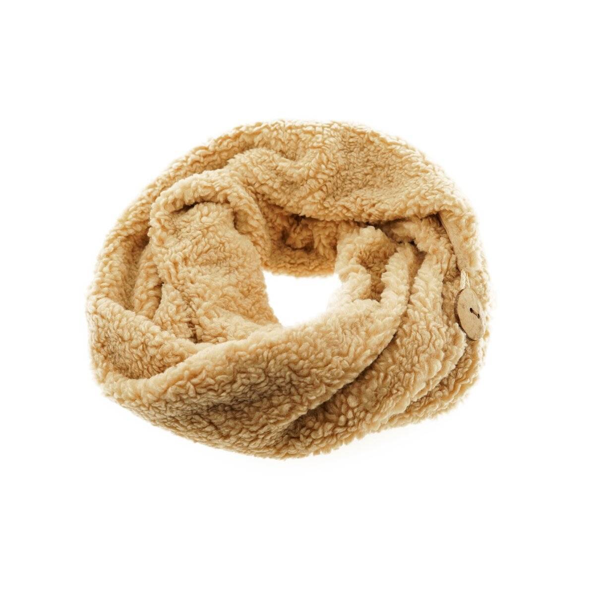 Kuscheliger Modeschal mit Knopf, Wickelschal 30x190 cm für kalte Tage Beige