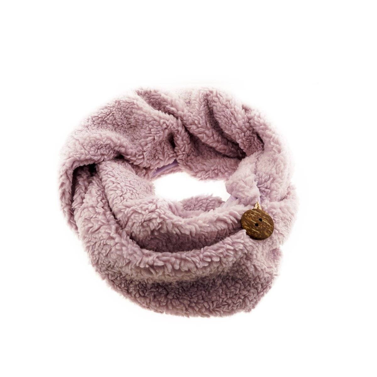 Kuscheliger Modeschal mit Knopf, Wickelschal 30x190 cm für kalte Tage Lila