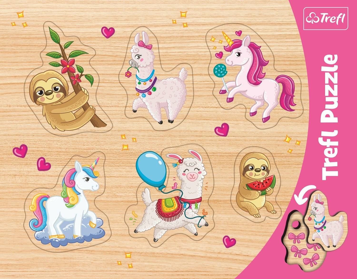 TREFL Puzzle Einhörner, Lamas und Faultiere
