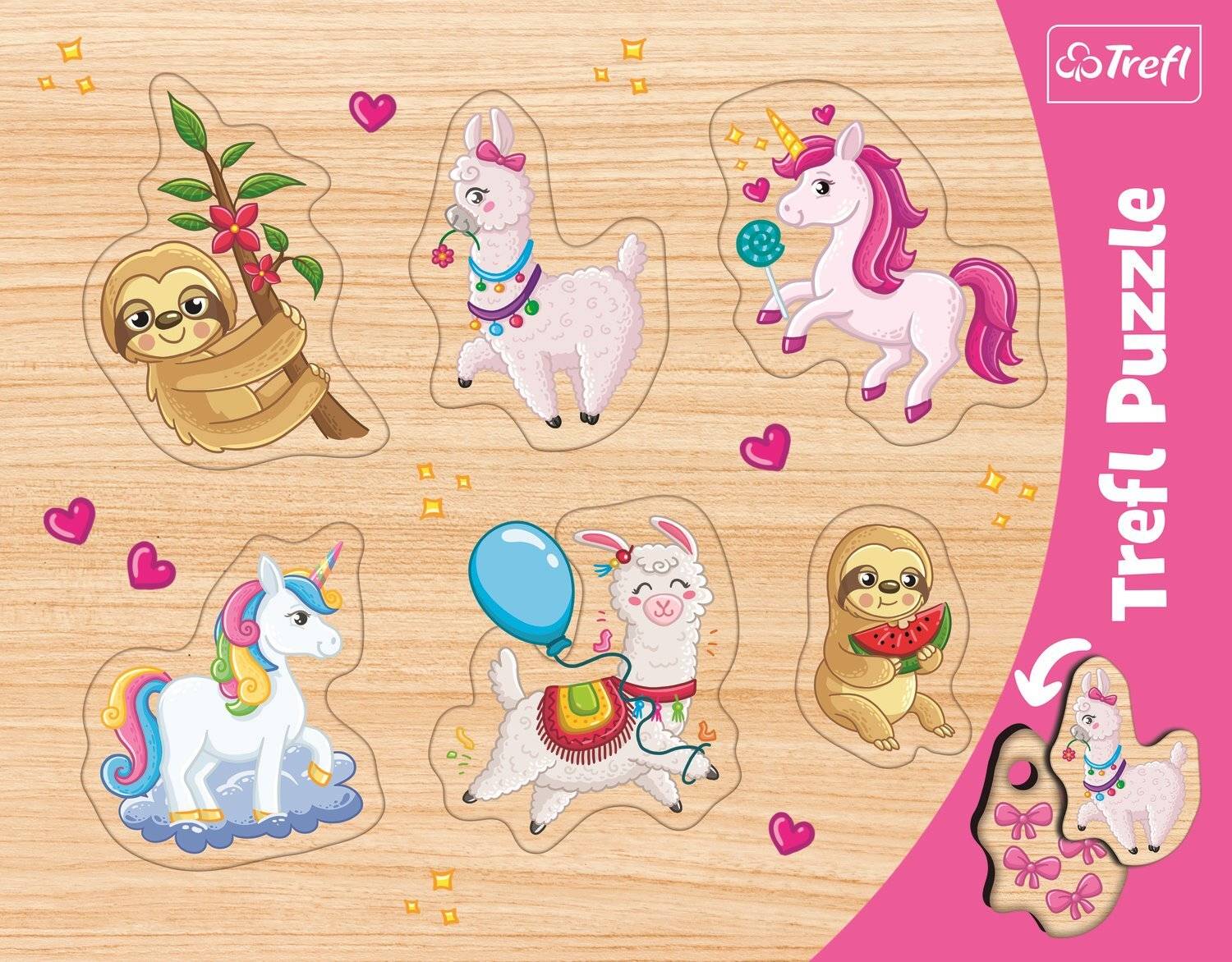 TREFL Puzzle Einhörner, Lamas und Faultiere