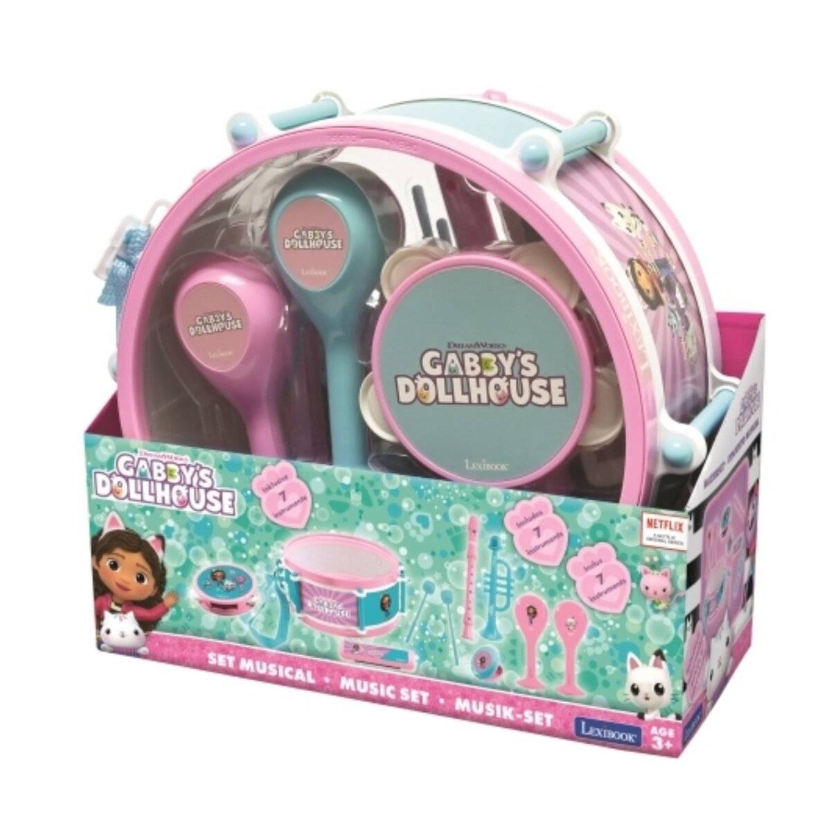 Gabby's Dollhouse Musikset mit 7 Instrumenten  Trommel, Maracas, Flöte und mehr, ideal für Kinder