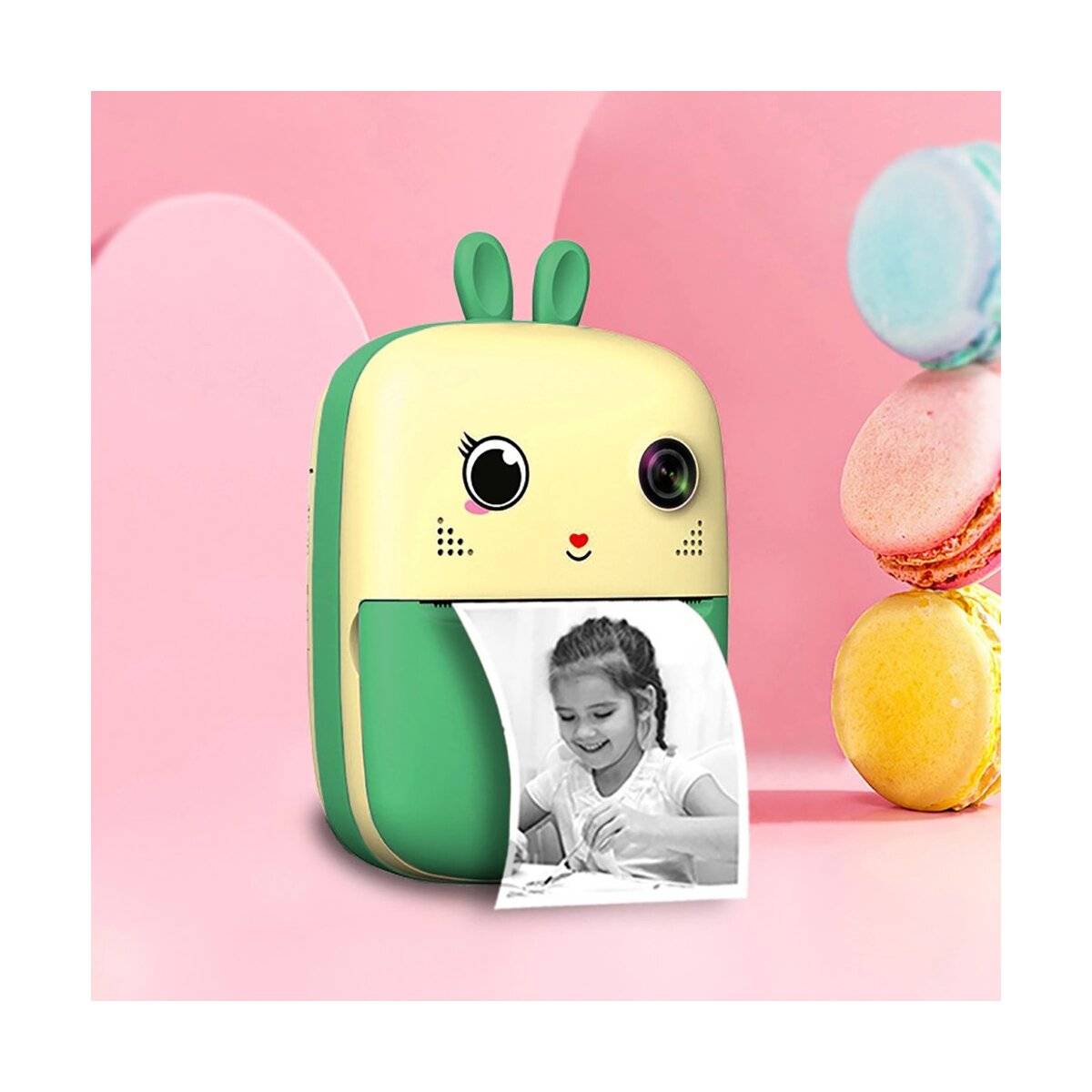 Mini-Thermodrucker 1800 mAh für Kinder mit Kamera und Camcorder 2,4 Zoll, 640 x 480 Pixel Grün