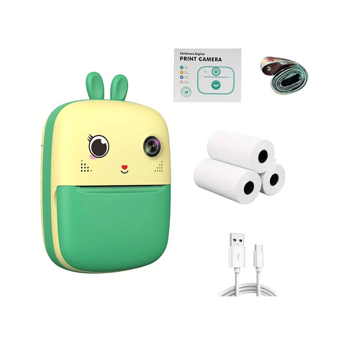Mini-Thermodrucker 1800 mAh für Kinder mit Kamera und Camcorder 2,4 Zoll, 640 x 480 Pixel Grün
