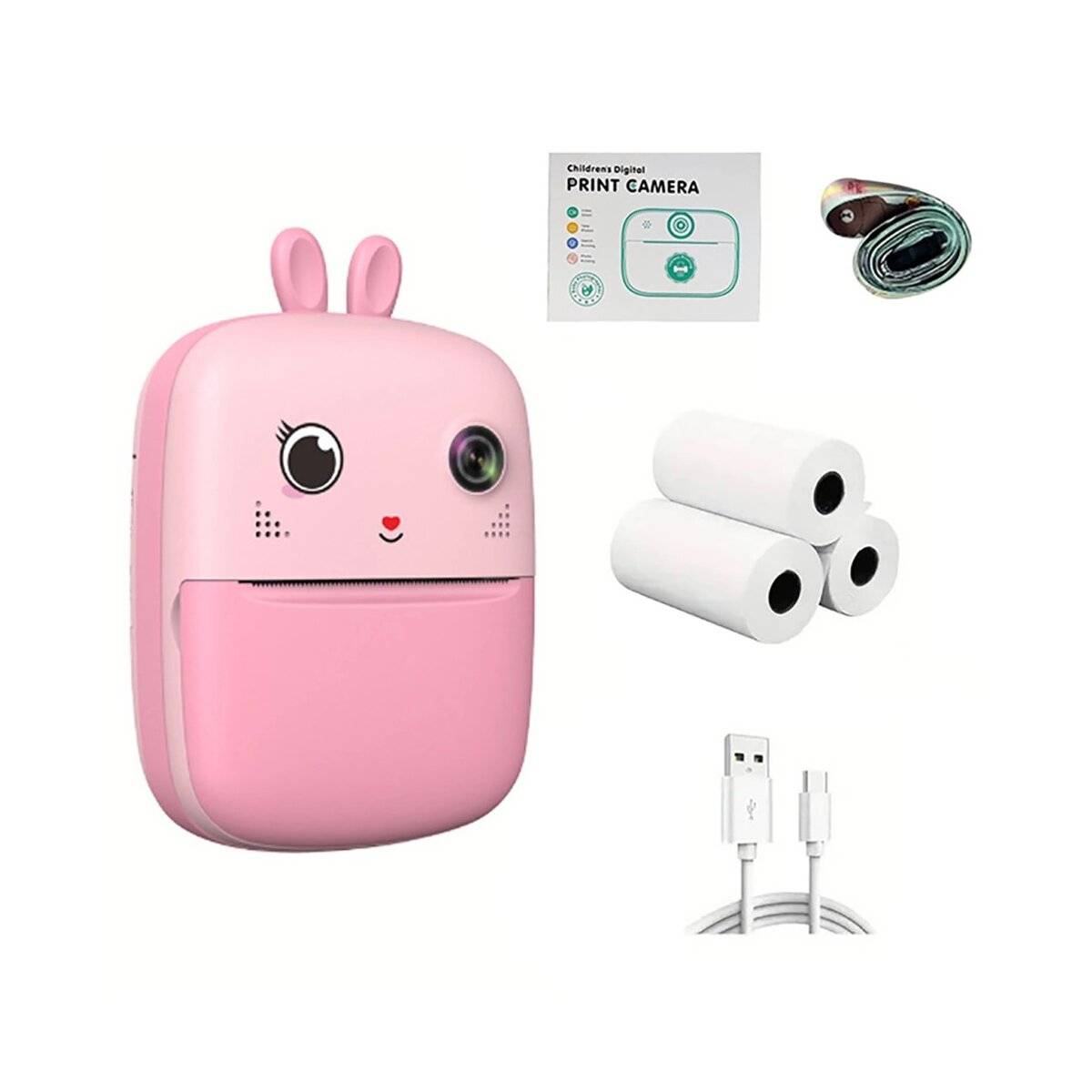 Mini-Thermodrucker 1800 mAh für Kinder mit Kamera und Camcorder 2,4 Zoll, 640 x 480 Pixel Rosa