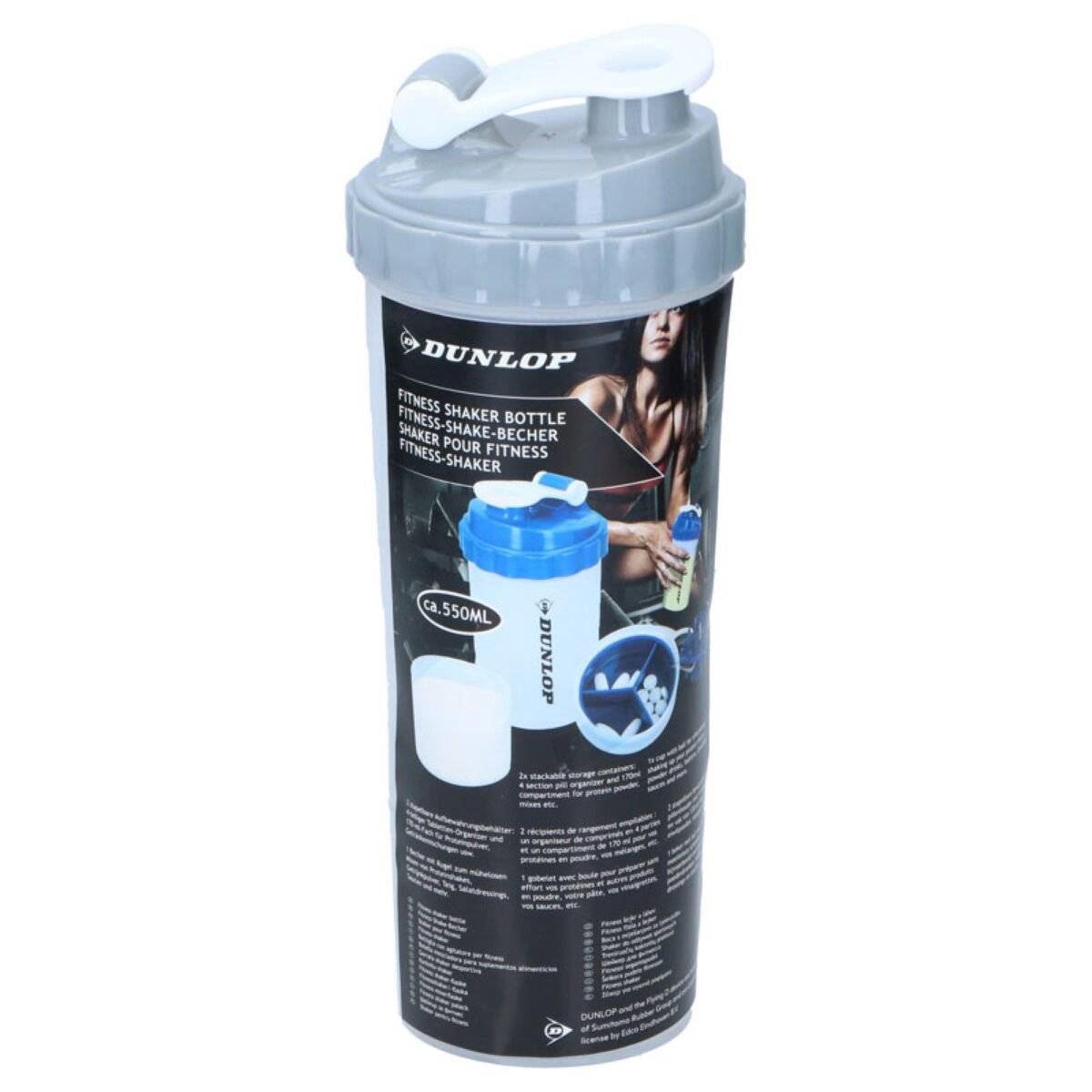 Sports Shaker Flasche 550 ml  Dein All-in-One-Begleiter für Fitness und Alltag Grau