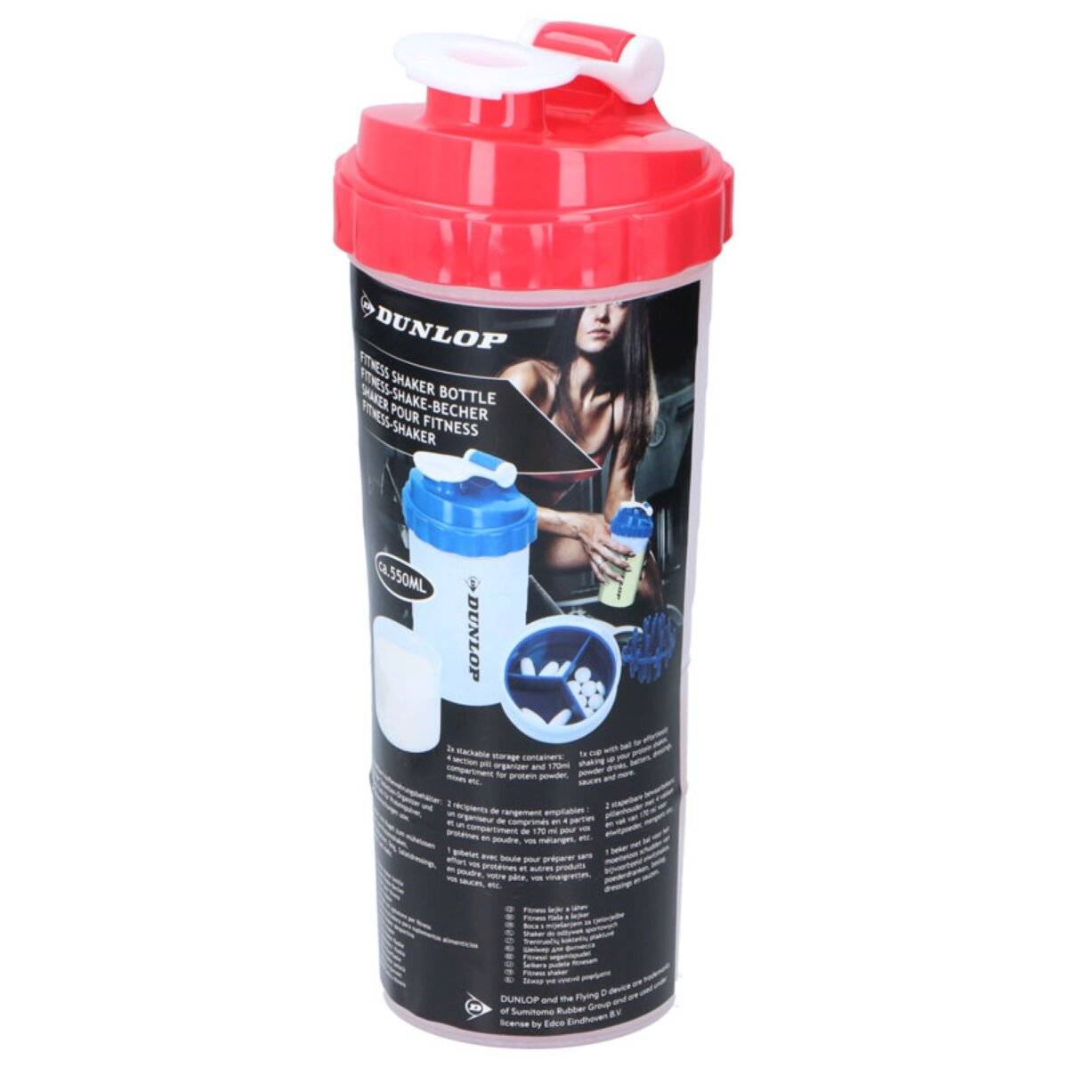 Sports Shaker Flasche 550 ml  Dein All-in-One-Begleiter für Fitness und Alltag Rot
