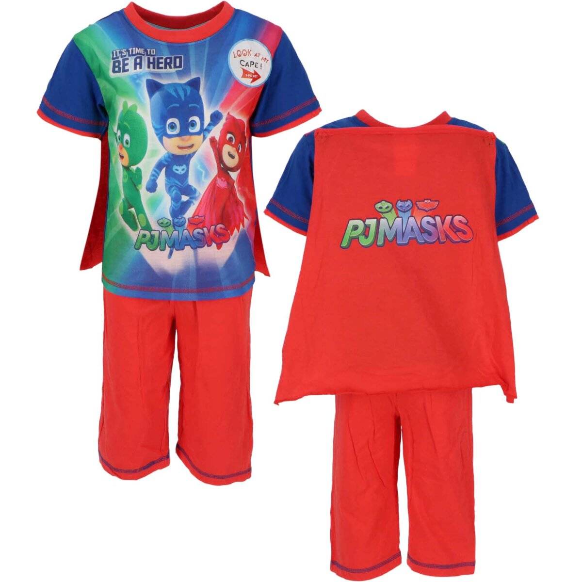 PJ Masks 2-teiliges Set T-Shirt mit Umhang und kurze Hose für Kinder 2 Jahre Rot