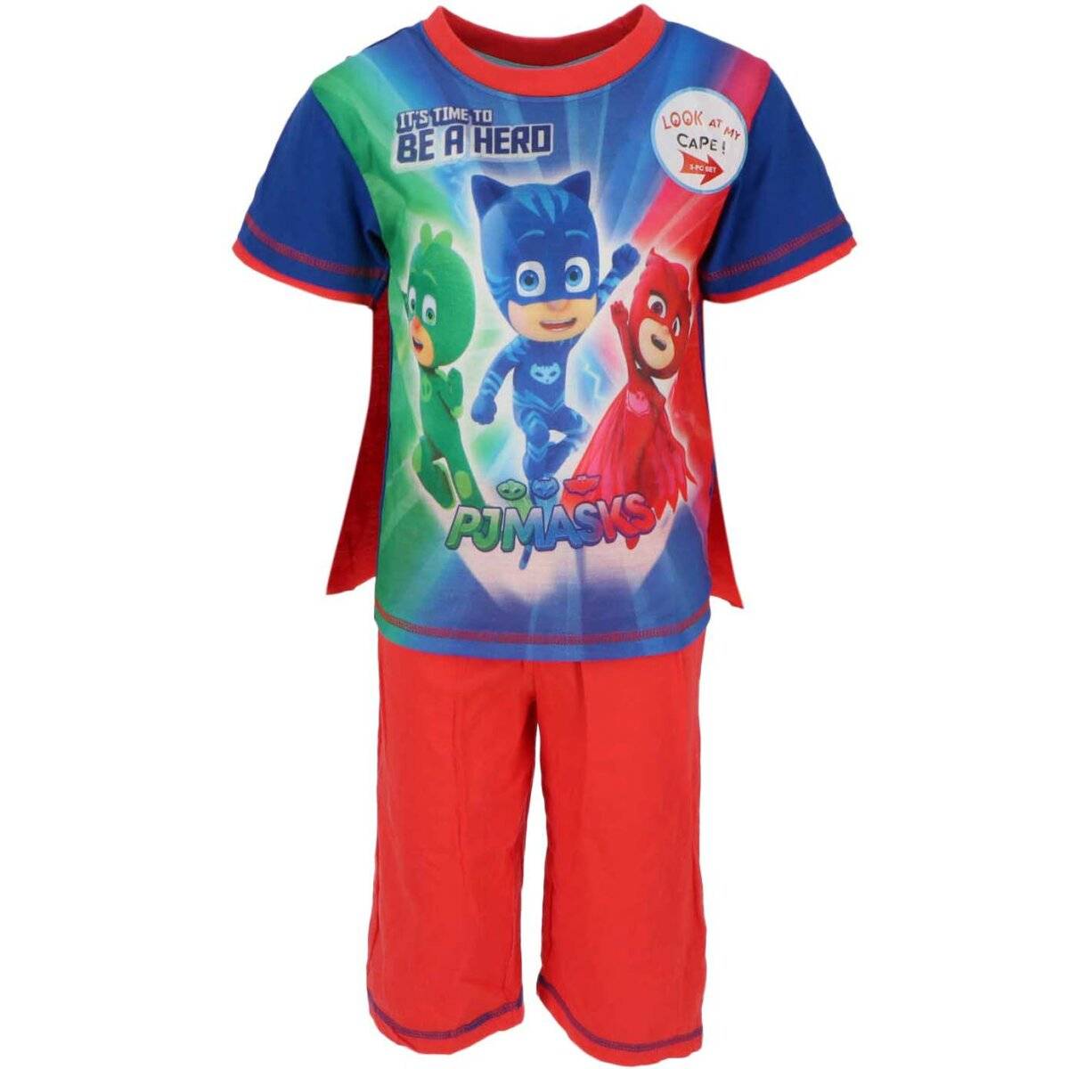 PJ Masks 2-teiliges Set T-Shirt mit Umhang und kurze Hose für Kinder 2 Jahre Rot