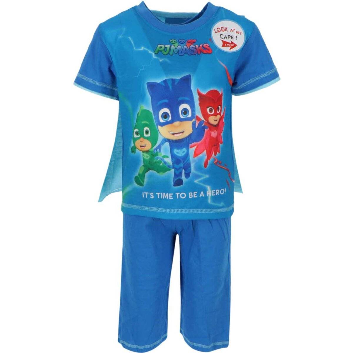 PJ Masks 2-teiliges Set T-Shirt mit Umhang und kurze Hose für Kinder 2 Jahre Blau
