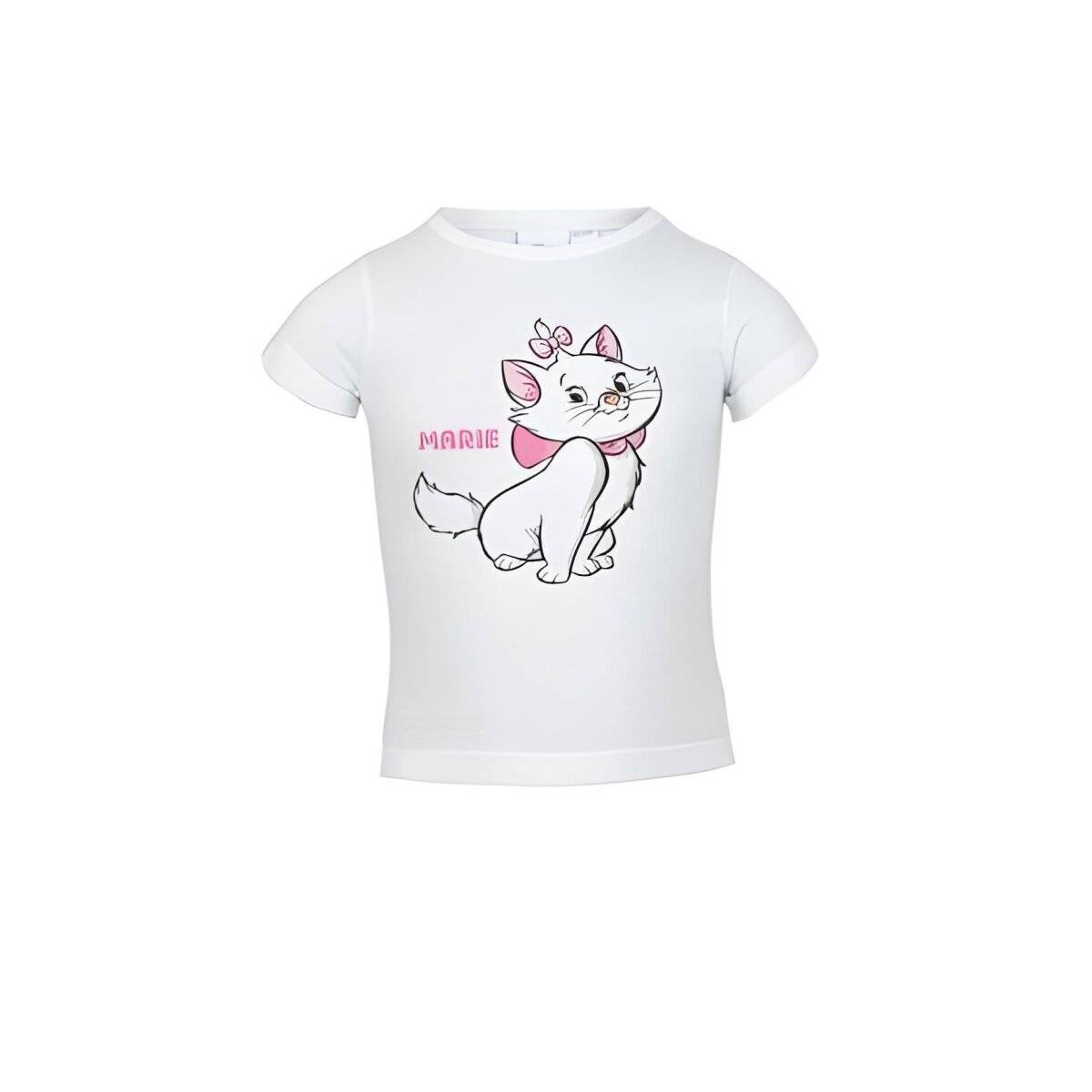 Disney T-Shirt Niedlicher Marie-Druck aus Aristocats 100 % Baumwolle 110/116 Weiß