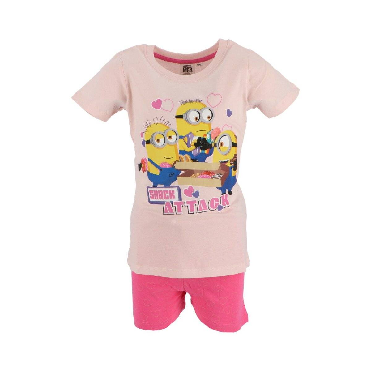 Minions Pyjama für Mädchen  Kurzer Schlafanzug aus weicher Baumwolle 110/116