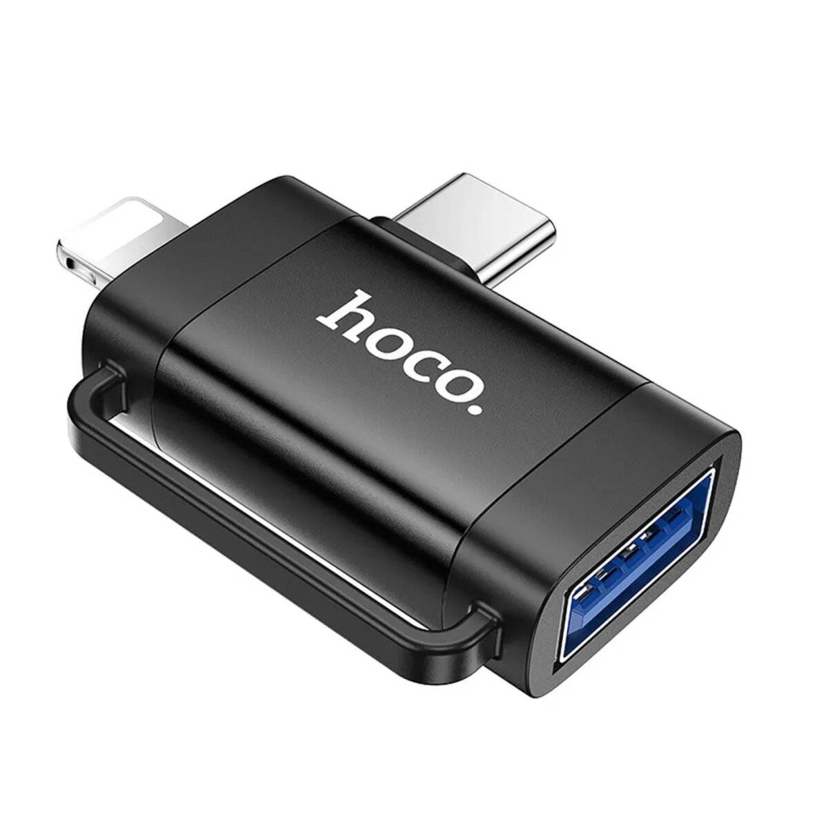 2in1 OTG-Adapter iPhone-Anschluss/USB-C auf USB-A in Schwarz 480 Mbit/s Schwarz
