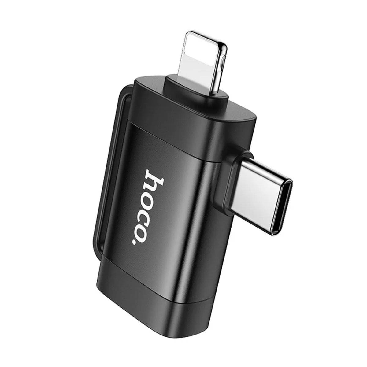 2in1 OTG-Adapter iPhone-Anschluss/USB-C auf USB-A in Schwarz 480 Mbit/s Schwarz