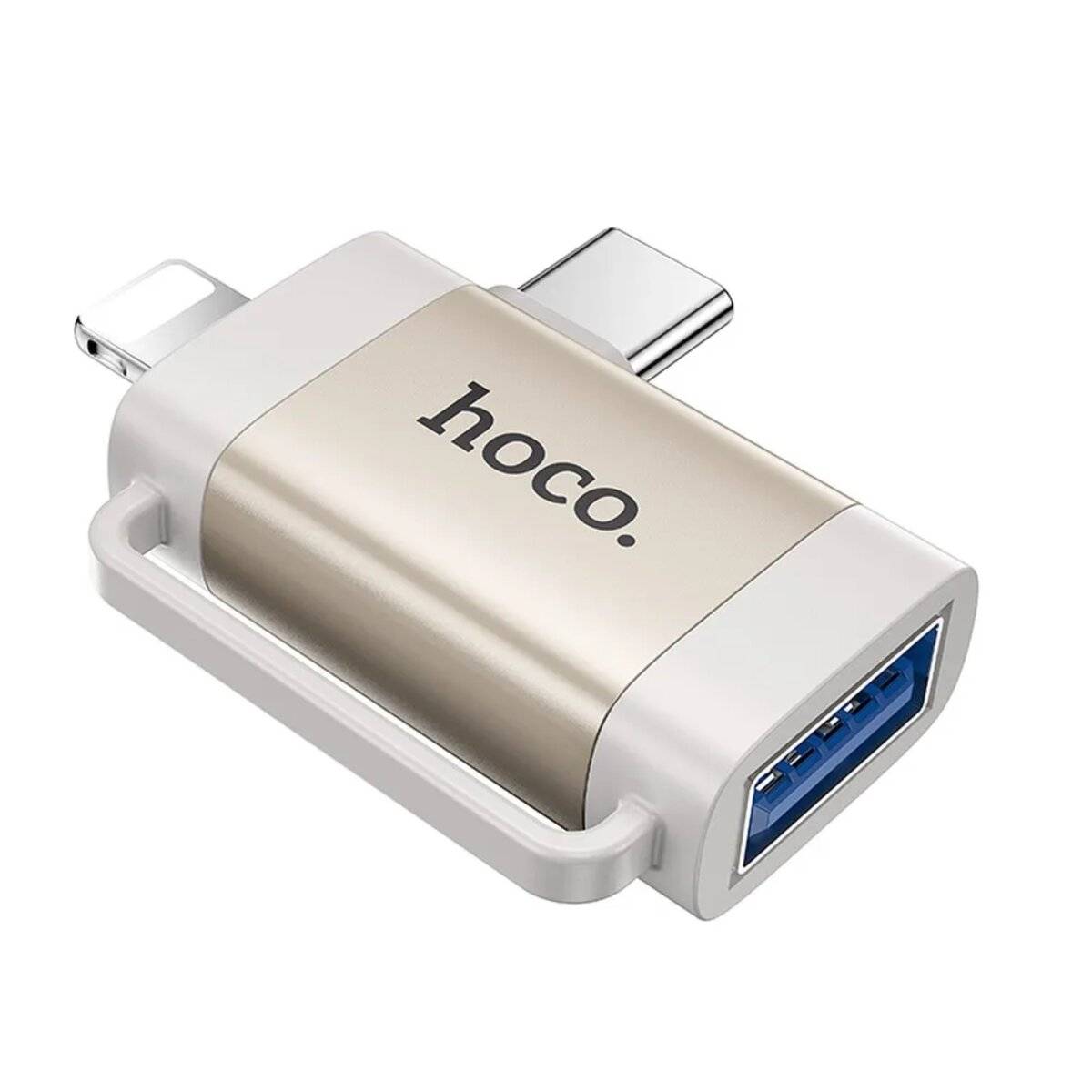 2in1 OTG-Adapter iPhone-Anschluss/USB-C auf USB-A in Schwarz 480 Mbit/s Grau