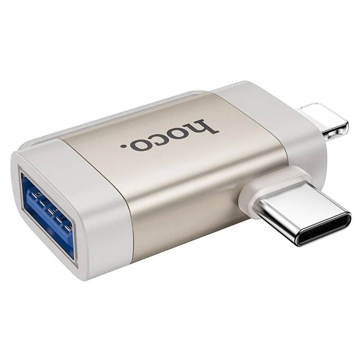 2in1 OTG-Adapter iPhone-Anschluss/USB-C auf USB-A in Schwarz 480 Mbit/s Grau