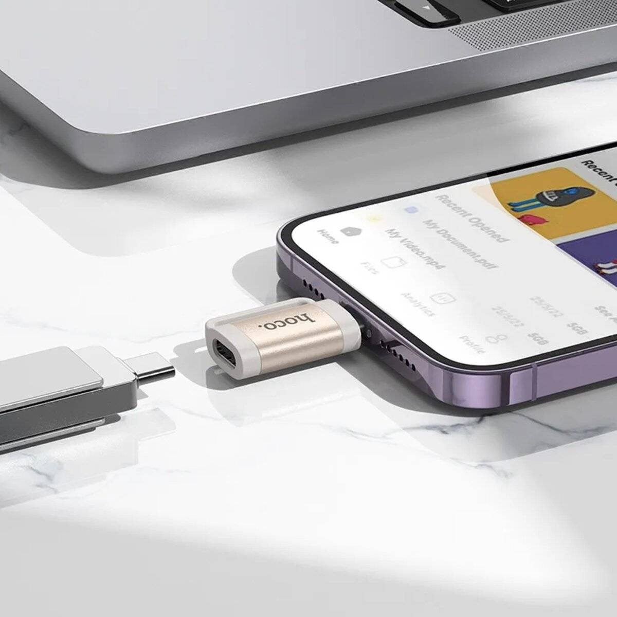 OTG-Adapter iPhone-Anschluss auf USB-C-Anschluss 480 Mbit/s Grau