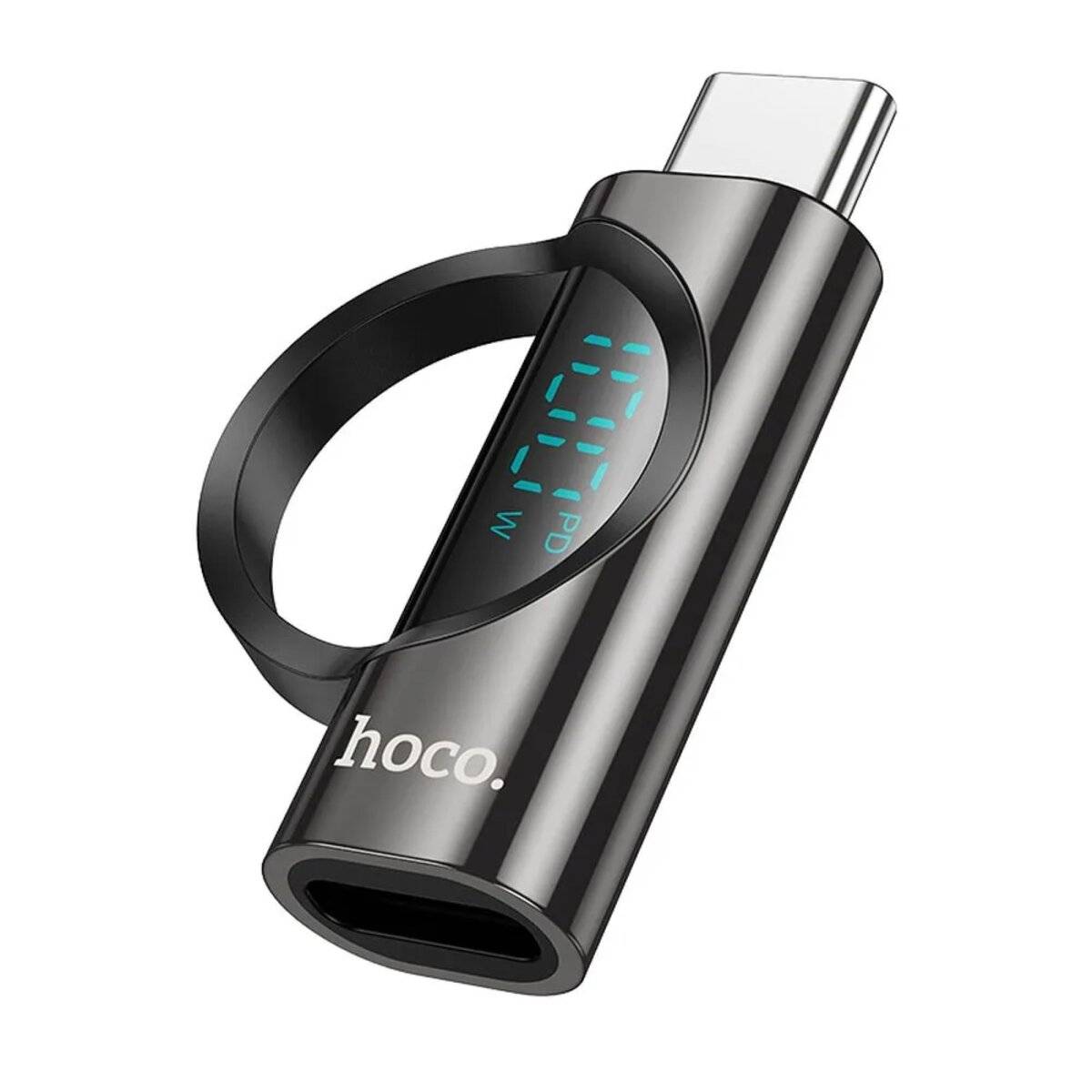 HOCO Adapter Typ C (männlich) auf Typ C (weiblich) mit Display 5A 100W schwarz