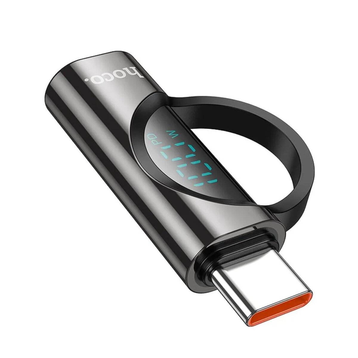 HOCO Adapter Typ C (männlich) auf Typ C (weiblich) mit Display 5A 100W schwarz