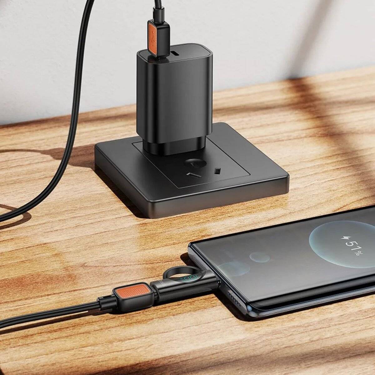HOCO Adapter Typ C (männlich) auf Typ C (weiblich) mit Display 5A 100W schwarz