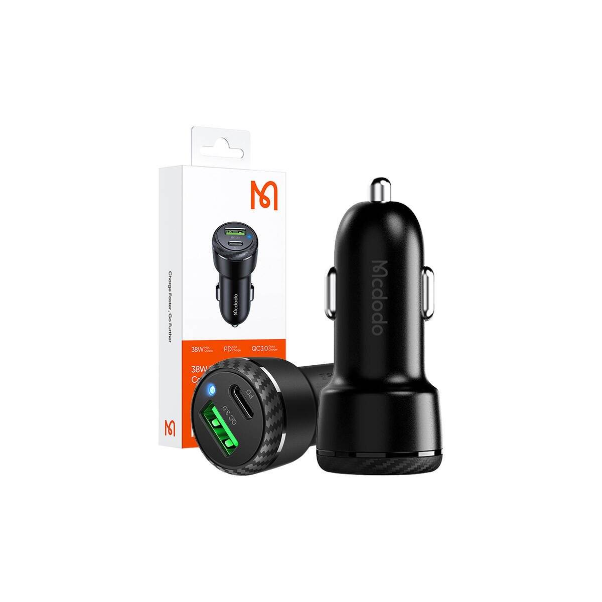 Mcdodo CC-5970 Autoladegerät, USB + USB-C 38W (schwarz)