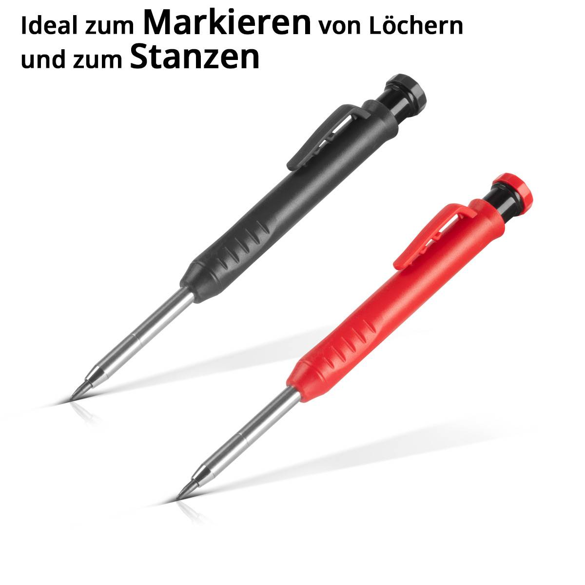 STAHLWERK Tieflochmarker Bleistift 4er Set 36 Ersatzminen integriertem Spitzer