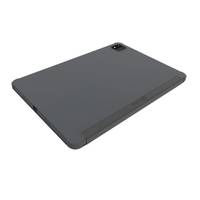 Ein schlankes, schwarzes Tablet, von hinten zu sehen, mit einem minimalistischen Design und einer einzelnen Rückkamera in der oberen Ecke.