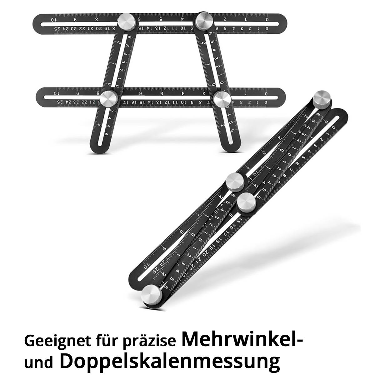 STAHLWERK Lineal Set mit Multiwinkel-Messlineal, Dreikant-Lineal, Winkeldreieck