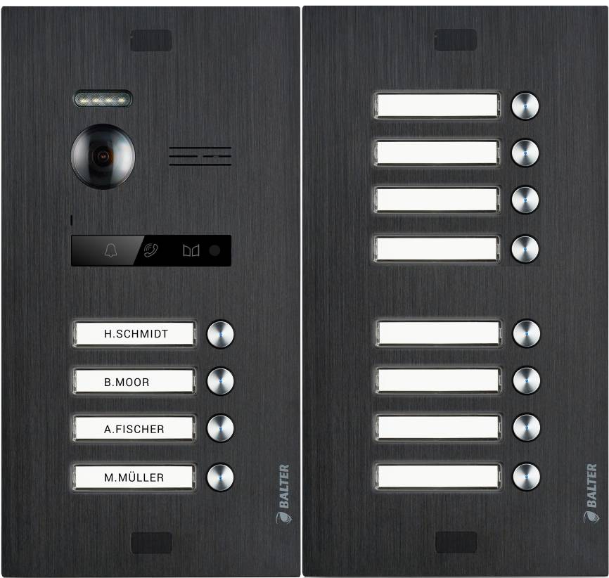 BALTER EVO-MINI Video Türsprechanlage 2-Draht Komplett-Set 12-Familie Anthrazitgrau - Weiß